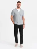 Spodnie męskie - Męskie klasyczne spodnie chino z delikatną teksturą - czarne V5 OM-PACP-0188 - Ombre Clothing - miniaturka - grafika 1