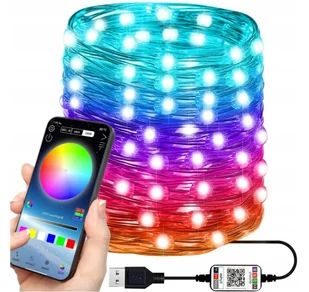 Lampki Choinkowe Drucik Multikolor Kolorowe Bluetooth 10M Usb Pilot - Taśmy LED - miniaturka - grafika 1
