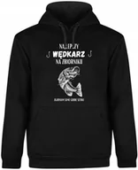 Bluzy męskie - BLUZA MĘSKA Z KAPTUREM WĘDKARSKA DLA WĘDKARZA RYBY CZARNA R-M A66 - miniaturka - grafika 1