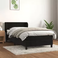 Łóżka - Łóżko kontynentalne z materacem, czarne, aksamit 90x200 cm Lumarko - miniaturka - grafika 1