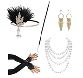 Stroje karnawałowe - ZESTAW RETRO DAMSKI ZŁOTY 5 EL. - miniaturka - grafika 1