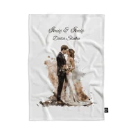 Koce - Koc pluszowy ślubny wzór LS08 | akwarelowa młoda para 135 x 100 cm - miniaturka - grafika 1