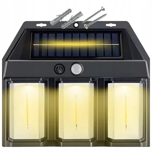 Lampa Solarna 3x Kinkiet Żarówka Led Elewacyjna Uliczna Ogrodowa Zewnętrzna - Lampy ogrodowe - miniaturka - grafika 1
