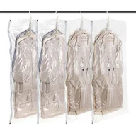 Pokrowce na ubrania - Worki Próżniowe Do Ubrań Wiszących 135x70 cm Zestaw 4 Sztuki Przezroczyste - miniaturka - grafika 1