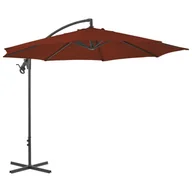 Parasole ogrodowe - vidaXL Parasol wiszący ze stalowym słupkiem, 300 cm, terakotowy 312507 - miniaturka - grafika 1
