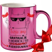 Kubki - KUBEK NA POŻEGNANIE ODEJŚCIE KOLEŻANKI Z PRACY BIURA GRAWER ZŁOTY RÓŻOWY - miniaturka - grafika 1