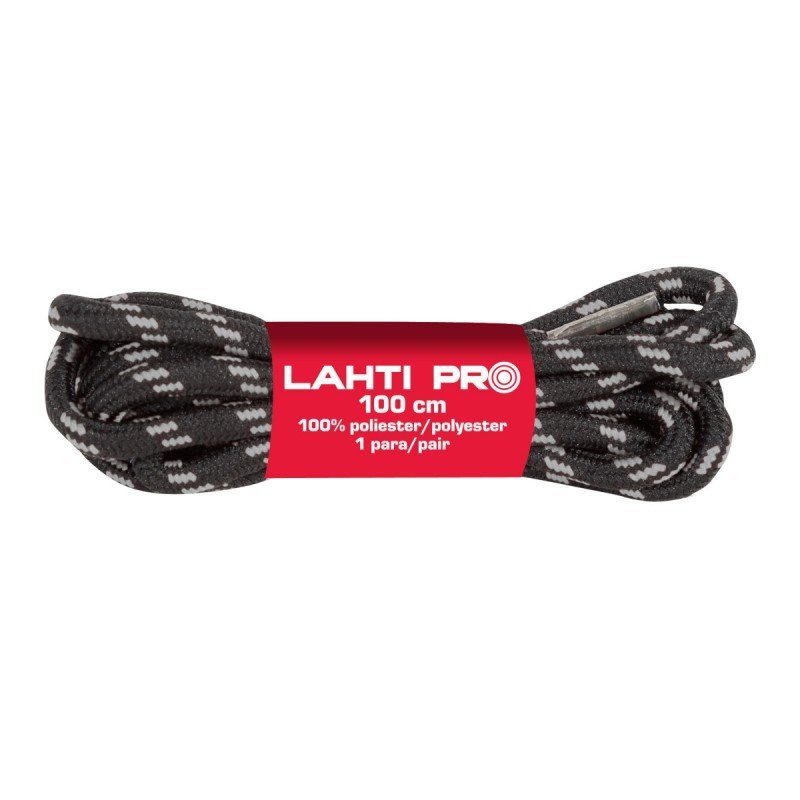 Sznurówki sznurowadła OKRĄGŁE czarno-szare 120cm LAHTI PRO