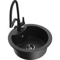 Zlewozmywaki z baterią - Mexen Diego zlewozmywak granitowy 1-komorowy z baterią kuchenną Duo, czarny/srebrny metalik - miniaturka - grafika 1