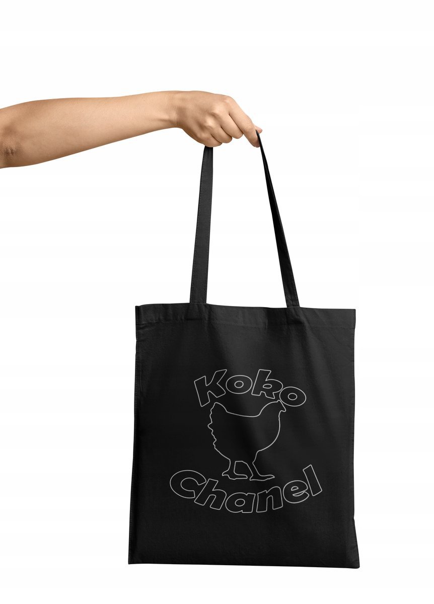 TORBA SHOPPER MATERIAŁOWA NA RAMIĘ PREZENT DLA NIEJ KOKO SZANEL ŚMIESZNE