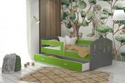 Łóżka dla dzieci i młodzieży - Łóżko dziecięce 180x80 szary zielony HAPPY - miniaturka - grafika 1