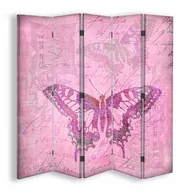 Parawany - Parawan pokojowy FEEBY, Różowy motyl, Obrotowy 180x170cm 5-częściowy - miniaturka - grafika 1