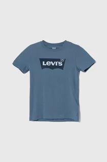 Koszulki dla dziewczynek - Levi's t-shirt bawełniany dziecięcy kolor niebieski z nadrukiem - grafika 1