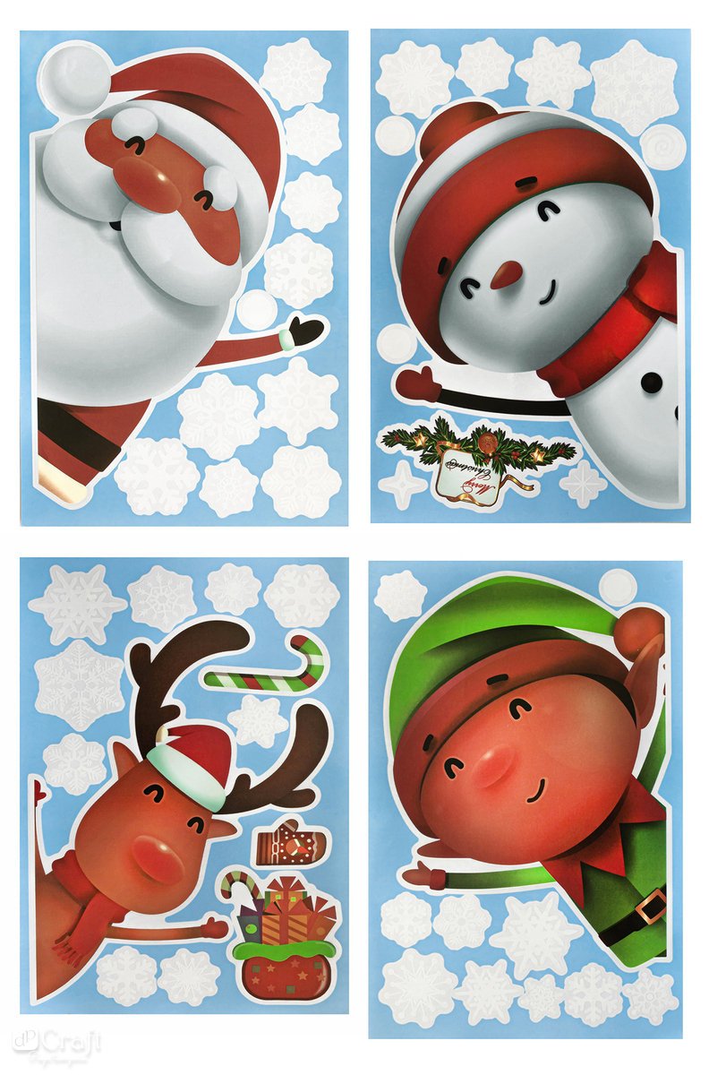 ELEKTROSTATYCZNE NAKLEJKI NA SZYBĘ 46 SZT. - JOLLY CHRISTMAS