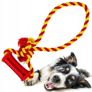 Zabawka dla psa szczeniaka SZNUR z GRYZAKIEM DENTYSTYCZNYM szarpak ZĘBATKA - Zabawki dla psów - miniaturka - grafika 1