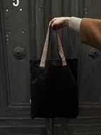 Torebki damskie - Torba Mr.m Velvet czarna- uszy panterka - miniaturka - grafika 1