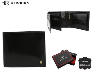 Portfele - Elegancki, skórzany portfel męski bez zapięcia zewnętrznego — Rovicky - grafika 1