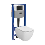 Stelaże i zestawy podtynkowe do WC - Zestaw podtynkowy mechaniczny Senti Maletto przycisk Quadri czarny S4019-002 - miniaturka - grafika 1