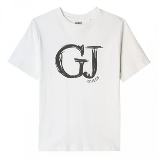 Damski t-shirt z nadrukiem Guess Sara - biały - GUESS - Koszulki sportowe damskie - miniaturka - grafika 1