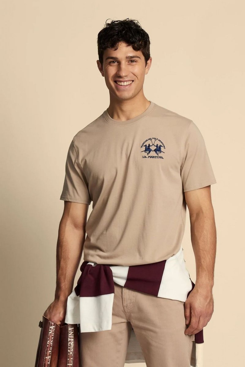 T-shirt męskie la martina mcr009 js388 04167 humus