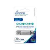 Pendrive - MediaRange MR938 128 GB USB Type-A / USB Type-C 3.2 Gen 1 (3.1 Gen 1) Srebrny MR938 - miniaturka - grafika 1