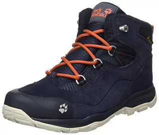 Buty dla chłopców - Jack Wolfskin Unisex MTN Attack 3 Lt Texapore Mid K dziecięce buty trekkingowe i do wędrówek pieszych, Dark Blue Orange, 31 EU - grafika 1