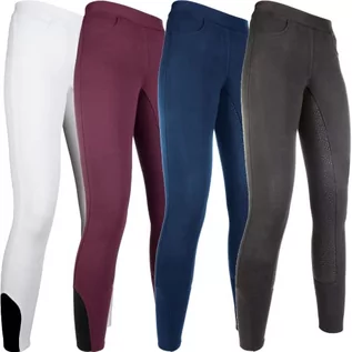 Legginsy - HKM Yvi legginsy do jazdy konnej, z pełnym lejem, 1200, białe, 40, 1200 białe, 40 - grafika 1