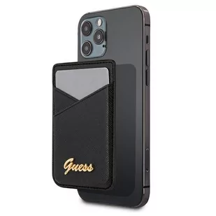 Guess Wallet Card Slot GUWMSSASLBK MagSafe Saffiano czarny/black - Etui na dokumenty i karty - miniaturka - grafika 1