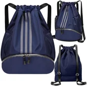 Torby szkolne - Worek Szkolny Na Buty Obuwie Wf Plecak Do Szkoły Workoplecak Wodoodporny Granatowy Duży L - miniaturka - grafika 1