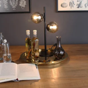 Lampa stołowa Neptun czarna z 2 dymionymi kulami - Lampy stojące - miniaturka - grafika 1