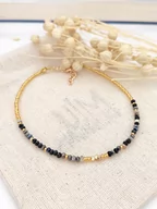 Bransoletki - atelier MIU Pozłacana bransoletka z kryształami na kostkę - miniaturka - grafika 1