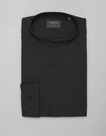 Koszule męskie - Koszula męska lniana ze stójką lentini 00394 czarny slim fit - miniaturka - grafika 1
