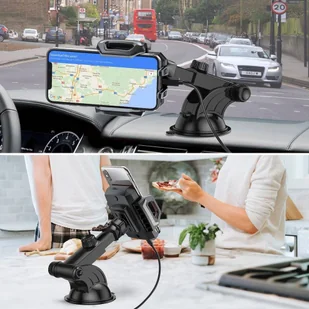 Choetech bezprzewodowa ładowarka Qi 10W uchwyt samochodowy z regulowanym ramieniem na deskę rozdzielczą + kabel USB - USB Typ C 1m czarny (T521-S) - Kable USB - miniaturka - grafika 4