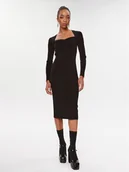 Sukienki - KARL LAGERFELD Sukienka dzianinowa 235W1312 Czarny Slim Fit - miniaturka - grafika 1