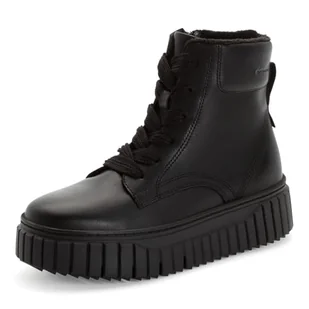 Tamaris Damskie sztyblety Lace Boot Flat 1-25267-45, czarna skóra, 39 EU, czarna skóra, 39 EU - Botki damskie - miniaturka - grafika 1