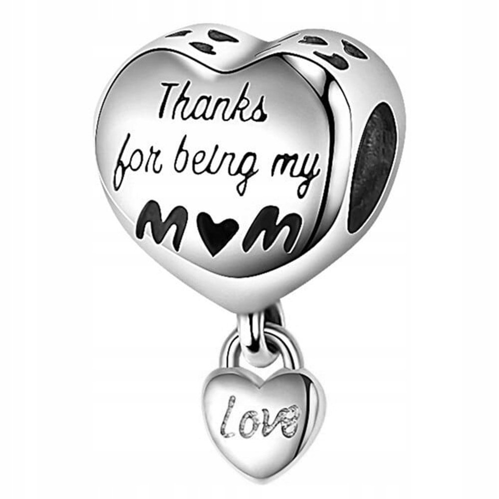 Charms Srebrny Love You Mom Kocham Cię Mamo Dziękuje że Jesteś SREBRO 925