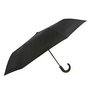 Męski składany parasol SMATI ECO-FRIENDLY - Plastikowe płótno z recyklingu; Drewniana rączka; 8 wiatroodpornych włókien; Średnica = 97 cm; Automatyczne otwieranie; Kolor CZARNY. - Parasole - miniaturka - grafika 1