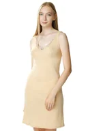 Bielizna nocna - Halka damska Adela z ładnym dekoltem pod sukienkę 46 beżowy - miniaturka - grafika 1