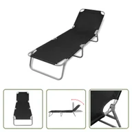 Leżaki ogrodowe - The Living Store Składany leżak - stal malowana proszkowo - czarny - Leżak - miniaturka - grafika 1