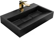 Umywalki - Rea UMYWALKA KONGLOMERATOWA NABLATOWA GOYA BLACK MAT 60CM U8779 - miniaturka - grafika 1