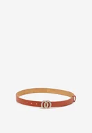 Paski - Jasnobrązowy Pasek z Klamrą Zdobioną Cyrkoniami Jefia - miniaturka - grafika 1