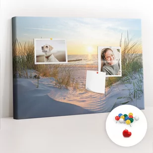 Szkolna Tablica korkowa 60x40 cm, Kolorowe Pinezki, wzór Zachód słońca na plaży - Tablice i flipcharty - miniaturka - grafika 1