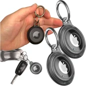 Części i akcesoria do laptopów - Etui na lokalizator do Apple AirTag Brelok Wodoodporny Case Alogy 360 IPX8 Obudowa z zawieszką Matowe Czarne - miniaturka - grafika 1