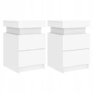Szafki nocne - Szafki nocne z oświetleniem Led, 2 szt., białe, 35x39x55 cm - miniaturka - grafika 1