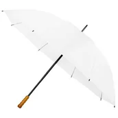 Parasole - Bardzo duża parasolka w kolorze białym, z rączką stylizowaną na drewno - miniaturka - grafika 1