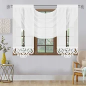 Firany - ZESTAW DEKORACYJNY Z KRYSZTAŁKAMI PANELE AŻUROWE BIAŁE BATYST DO SALONU - miniaturka - grafika 1