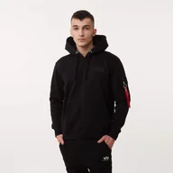 Bluzy męskie - Alpha Industries BLUZA MĘSKA RED STRIPE HOODY BLACK - miniaturka - grafika 1