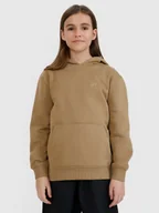 Bluzy dla dziewczynek - 4F Bluza dresowa nierozpinana z kapturem dziewczęca - beżowa 152 (11-12 lat) - miniaturka - grafika 1