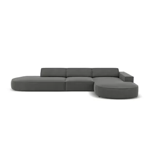 Szara aksamitna sofa narożna (prawy narożnik) Jodie - Micadoni Home - Narożniki - miniaturka - grafika 1