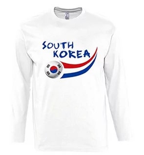 Koszulki męskie - Supportershop Supportershop T-Shirt Korea Południowa L/S męski biały biały S 5060542522403 - grafika 1