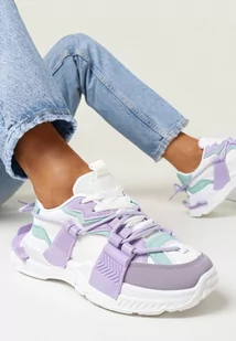 Fioletowe Sneakersy z Elastycznym Sznurowaniem i Ozdobnymi Taśmami Jarlele - Sneakersy damskie - miniaturka - grafika 1